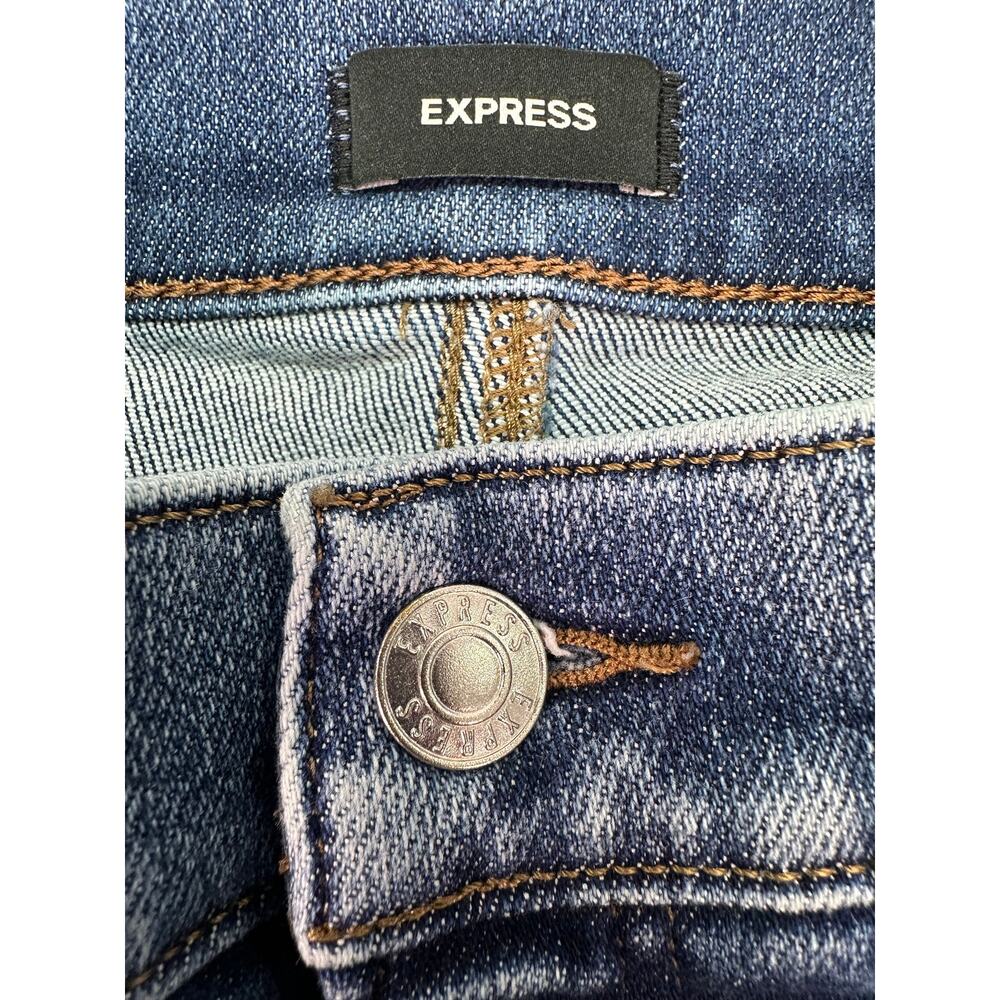 Express 70s Flare Mid Rise Jeans Blue Wash Stretch Denim Size 4R - Picture 7 of 15